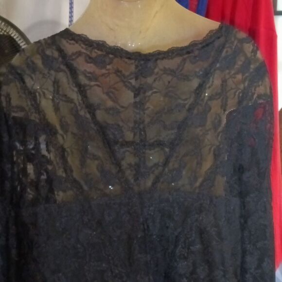 NWT Roaman's Plus Black Tiered Lace Special Occasion Party Dress Sz 32W - Picture 7 of 9